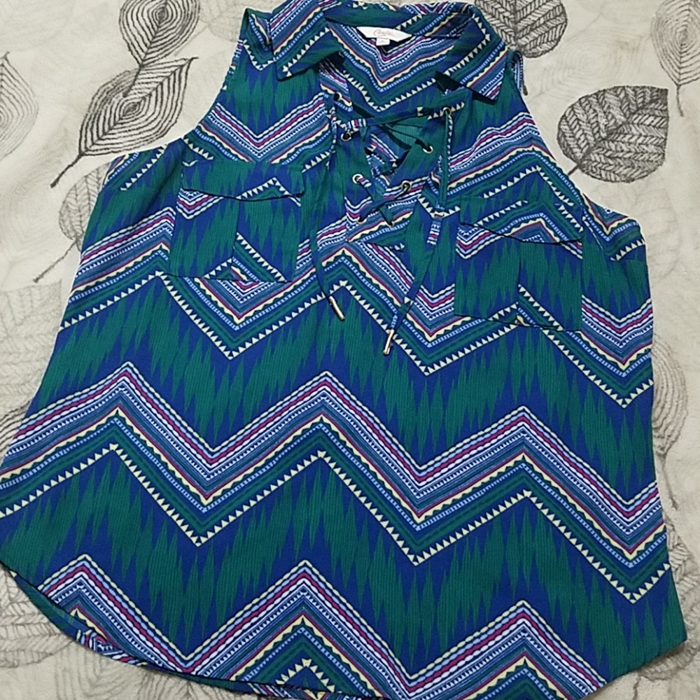 Chevron Lace up Tank